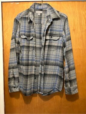 Falls Creek Gray and Blue Plaid Flannel Shirt